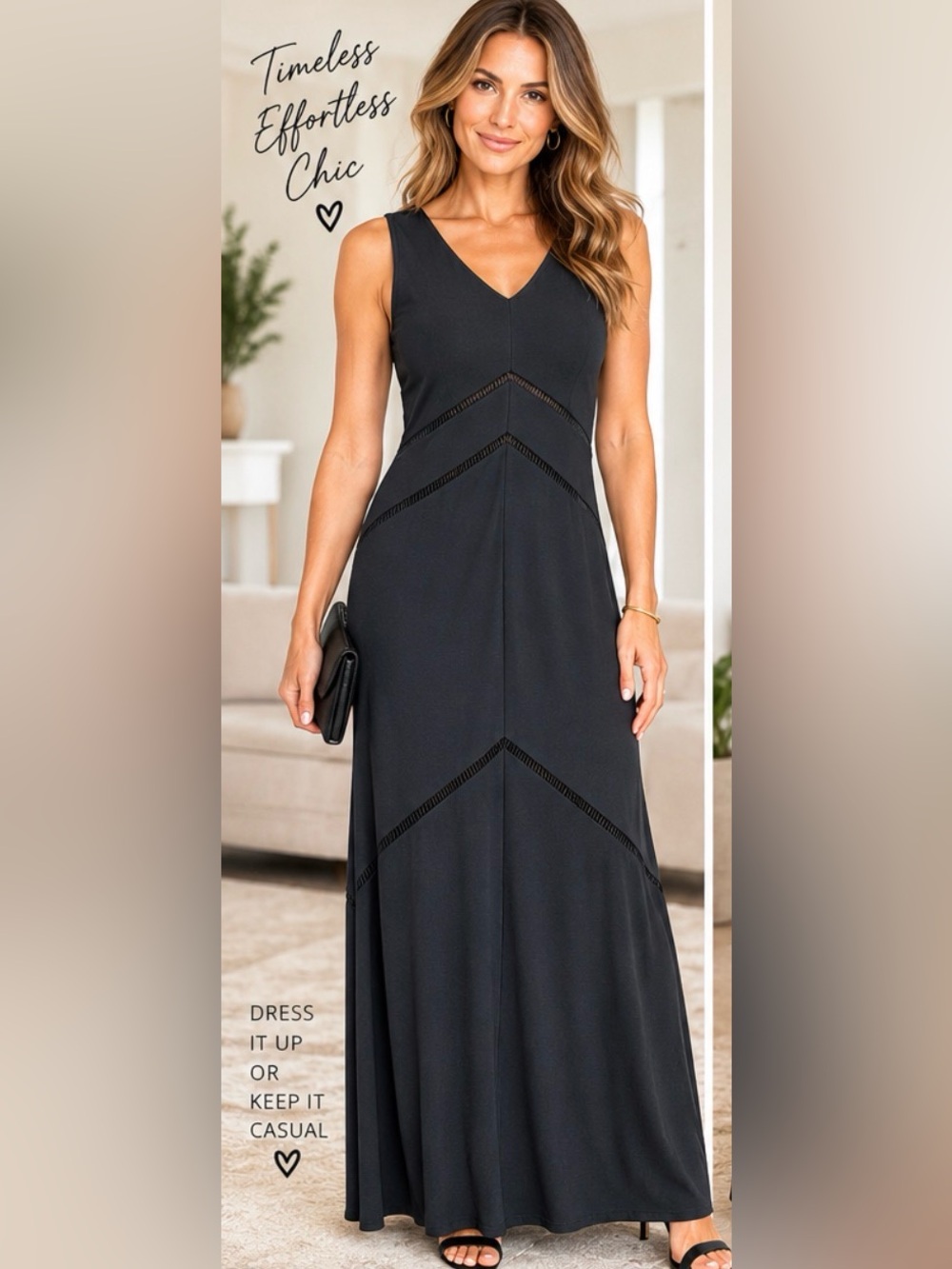 19” Black Maxi Dress Elegant Banana Republic Tall